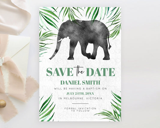 Editable Elephant Save The Date Template Elephant Safari Adventure Party Dri