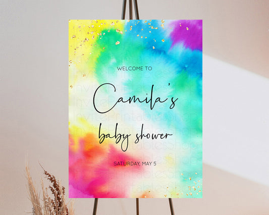 Editable Tie Dye Baby Shower Welcome Board Rainbow Tie Dye Welcome Sign Past