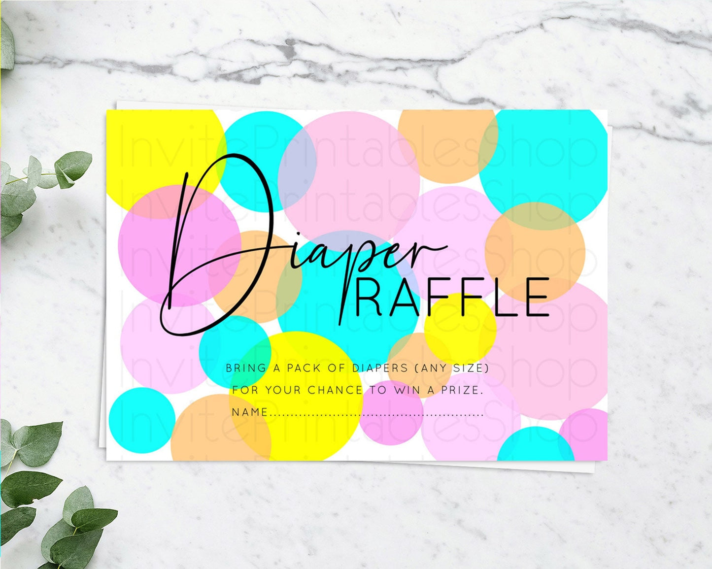 Rainbow Diaper Raffle Card Pastel Sprinkles Diaper Raffle Insert Rainbow Confetti Diaper Ticket Colorful Bubbles Pastel Raffle Game D10380