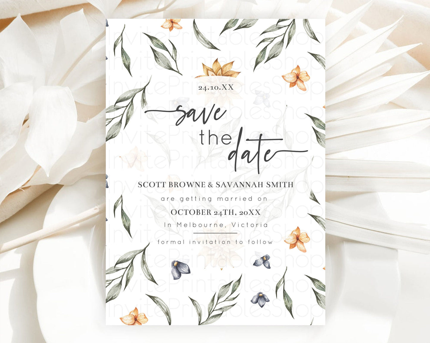 Wildflower Save The Date Template Secret Garden Save The Date Pastel Floral Garden Party Boho Flowers Birthday Baby Shower Wedding D10544