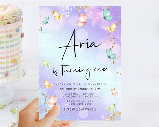 Editable Pastel Butterfly Birthday Invitation Butterfly Birthday Invitation
