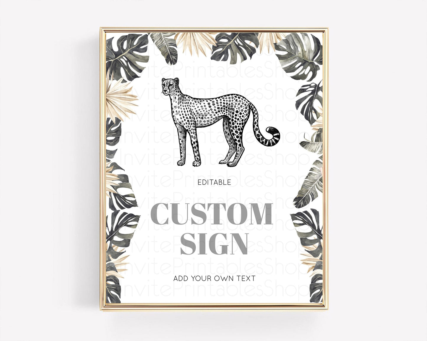 Cheetah Sign Cheetah Party Sign Template Safari Adventure Table Sign Decor Cheetah Minimal Theme 1st Birthday Baptism Baby Shower D10823