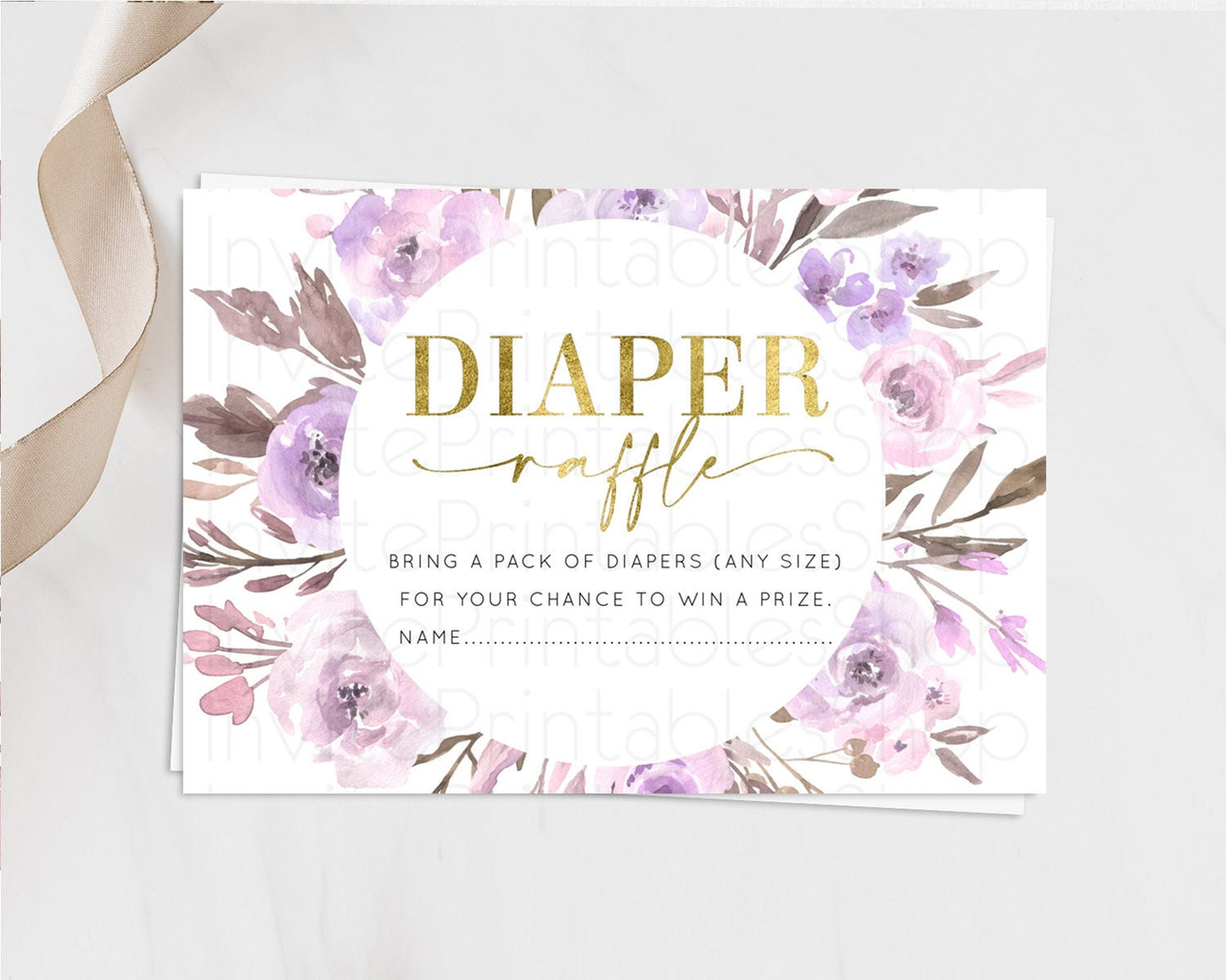 Secret Garden Diaper Raffle Card Boho Wildflower Diaper Raffle Insert Pastel Flower Garden Baby Shower Card Flower Raffle Game D10201