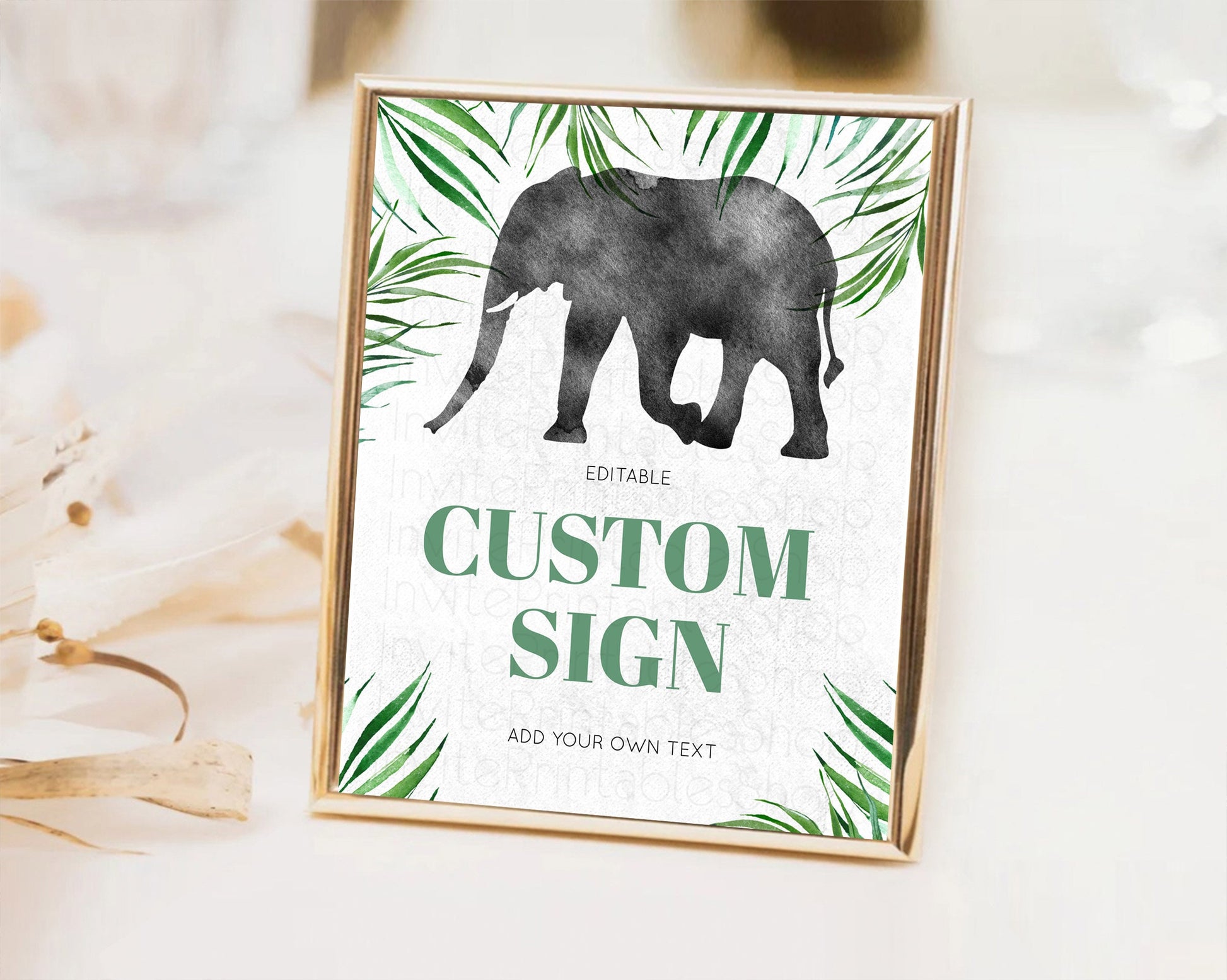 Editable Elephant Sign Elephant Safari Adventure Party Table Sign Decor Drie