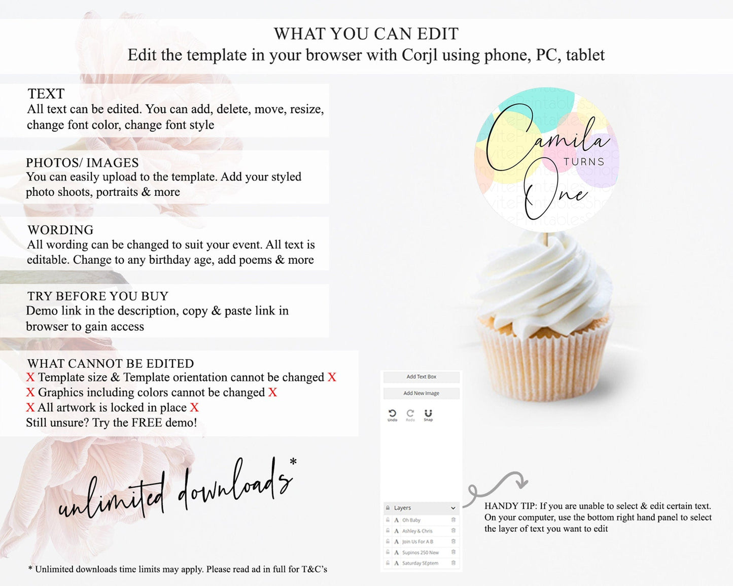 Pastel Cupcake Toppers Pastel Confetti Cupcake Topper Bubbles Sprinkles Colorful Rainbow Confetti Cupcake First Birthday Party Decor D10784