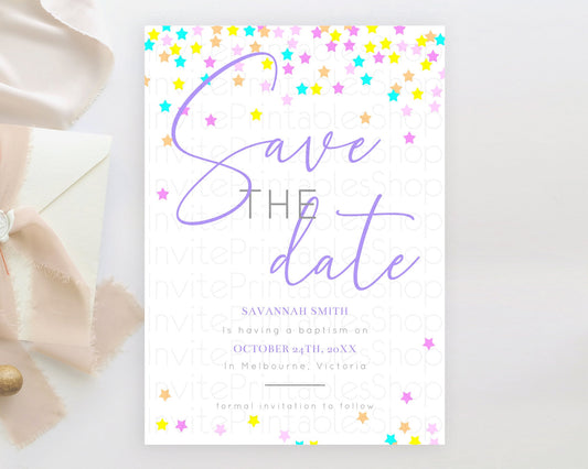 Editable Twinkle Stars Save The Date Template Pastel Twinkle Little Star Par