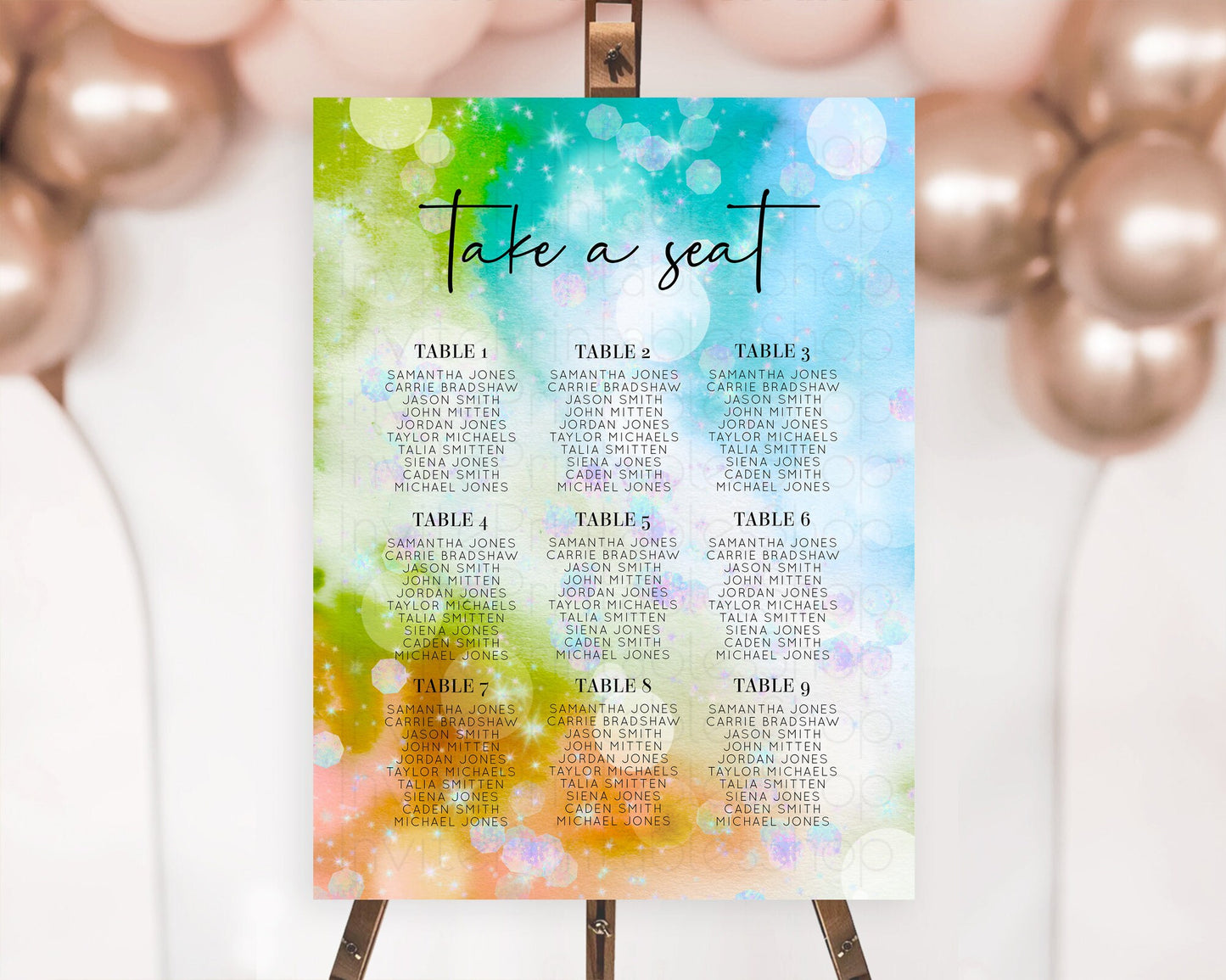 Rainbow Seating Chart Pastel Seating Chart Iridescent Sprinkles Colorful Pastel Watercolor Seating Sign Ombre Pastel Take A Seat D10692