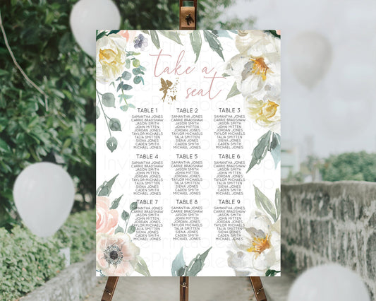 Editable Fairy Seating Chart Pastel Fairy Seating Chart Fairy Tea Party Fair