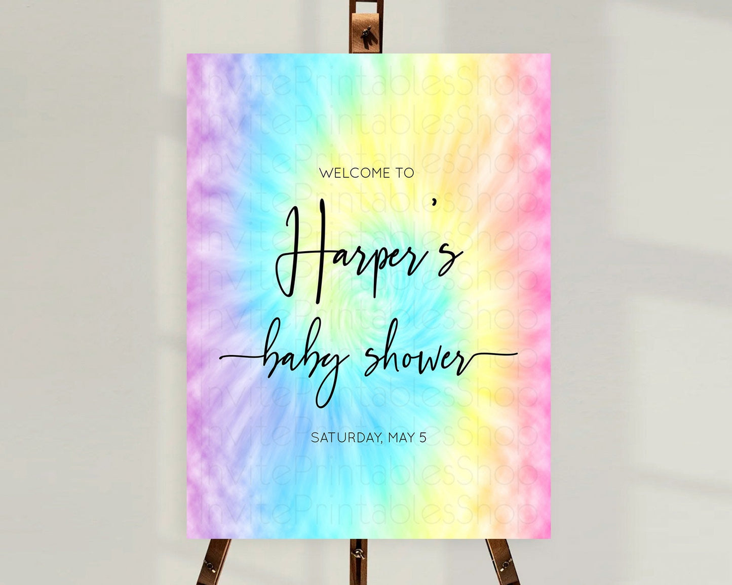 Tie Dye Baby Shower Welcome Board Rainbow Tie Dye Welcome Sign Pastel Welcome Poster Colorful Pastel Welcome Rainbow Tie Dye Sign D10578