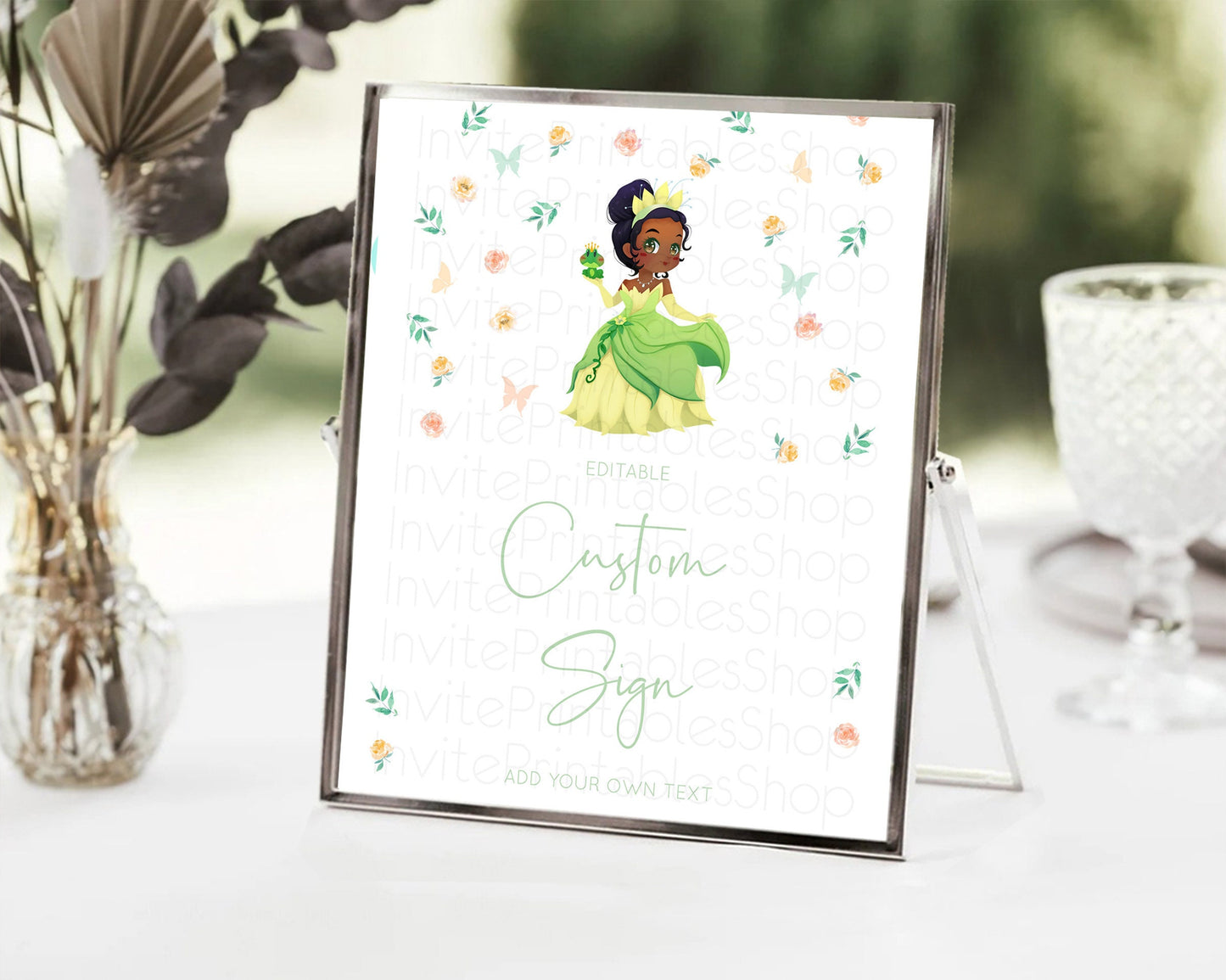 Princess Party Table Sign Decor Secret Garden Enchanted Castle Pastel Floral Royal Party For 1st Birthday Baptism Baby Shower D10358