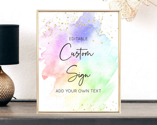 Editable Pastel Rainbow Sign Cards Gifts Sign Table Signs Diaper Sign Books