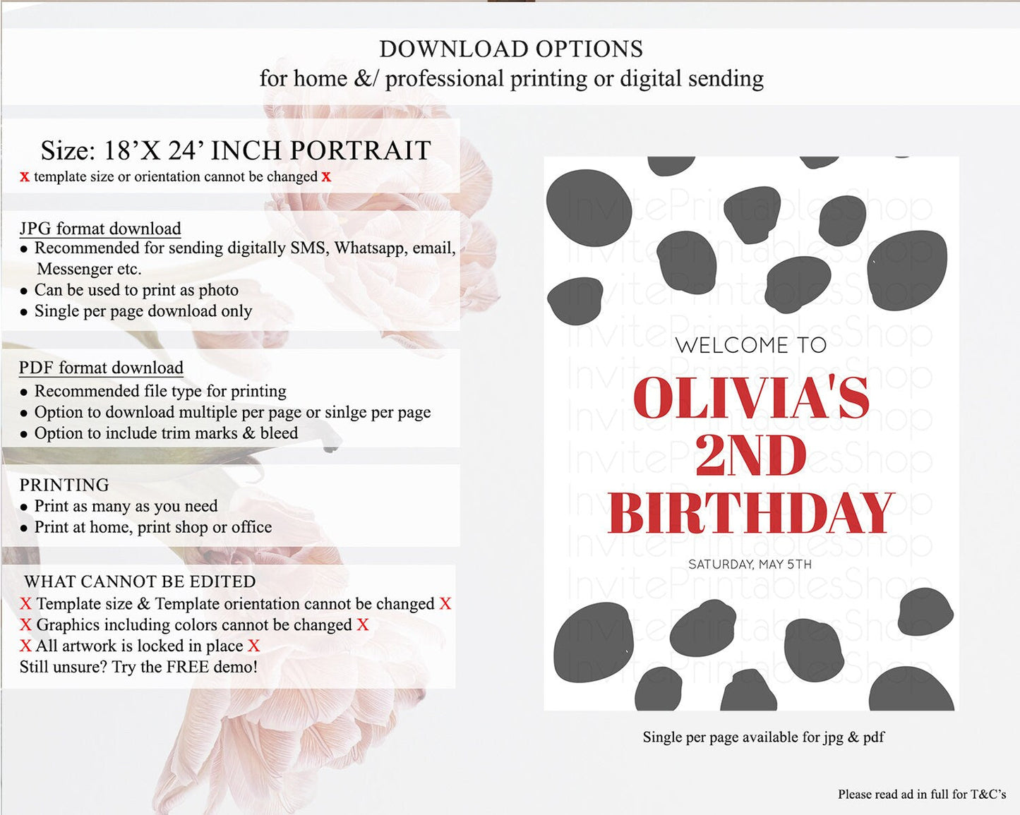 Dalmatian Welcome Sign Dalmatian Welcome Board Dalmatian Red Black Spots Welcome Poster Dalmatian First Birthday Welcome Sign D10738
