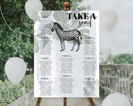 Editable Zebra Seating Chart Zebra Seating Sign Zebra Take A Seating Chart Z