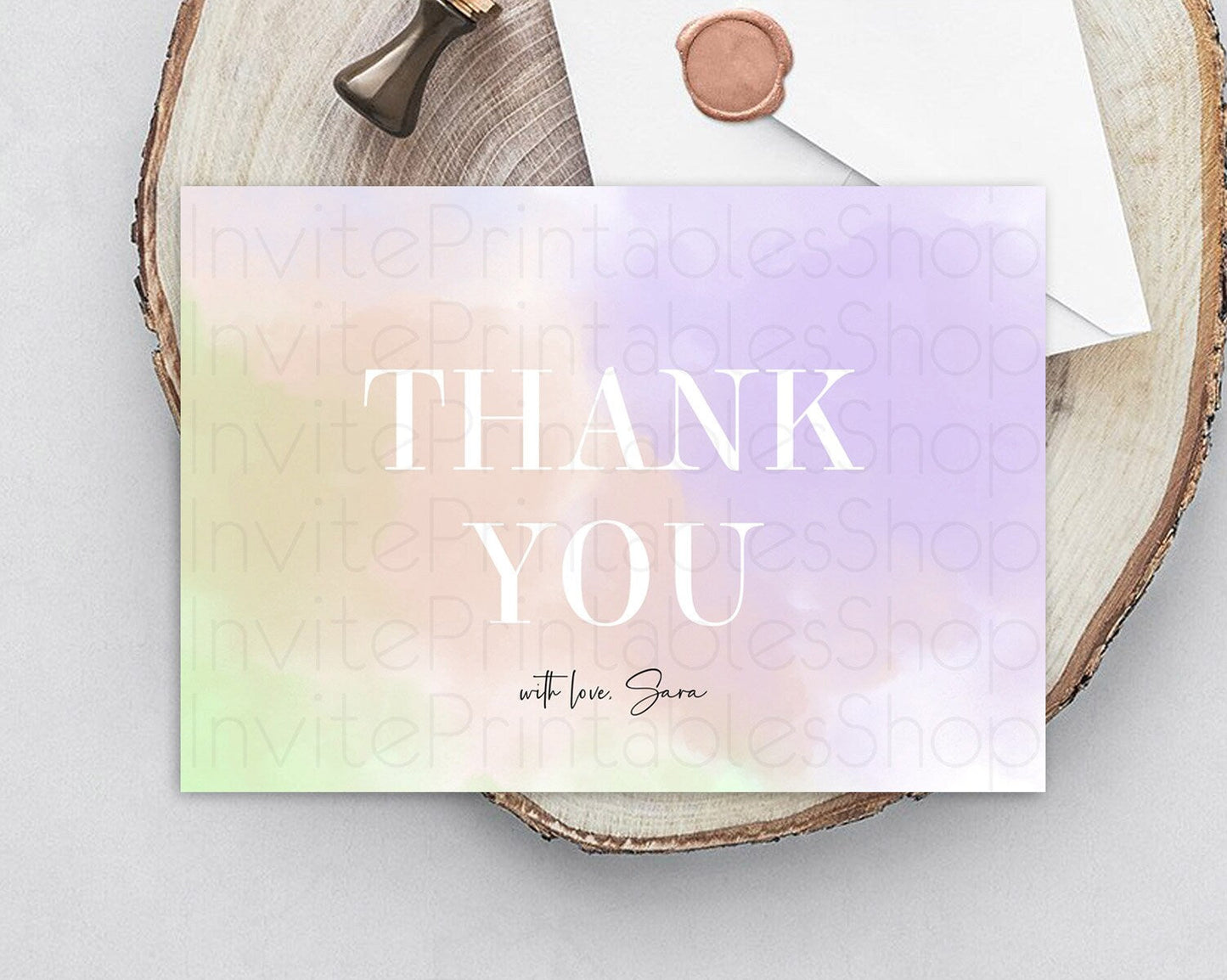 Pastel Thank You Rainbow Thank You Card Colorful Pastel Birthday Thank You Card Confetti Watercolor Pastel Teacher Thank You Cards D10371