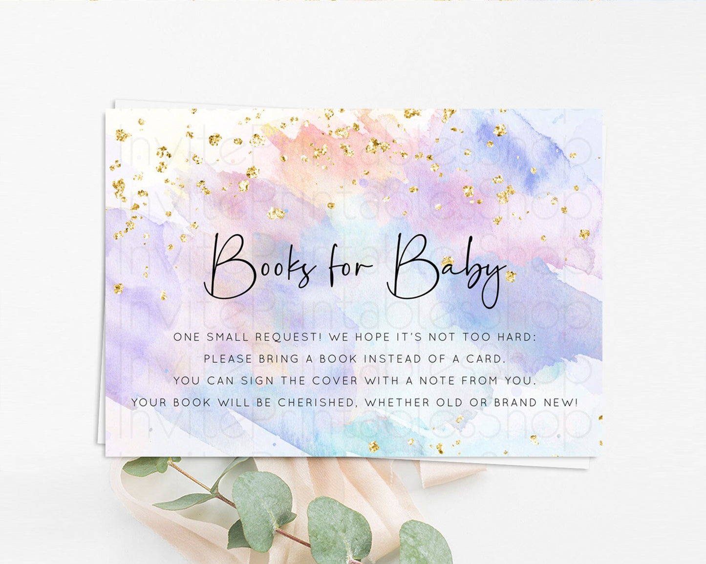 Pastel Books For Baby Card Pastel Rainbow Book Insert Colorful Ombre Watercolor Book Card Confetti Glitter Baby Book Poem Request D10583
