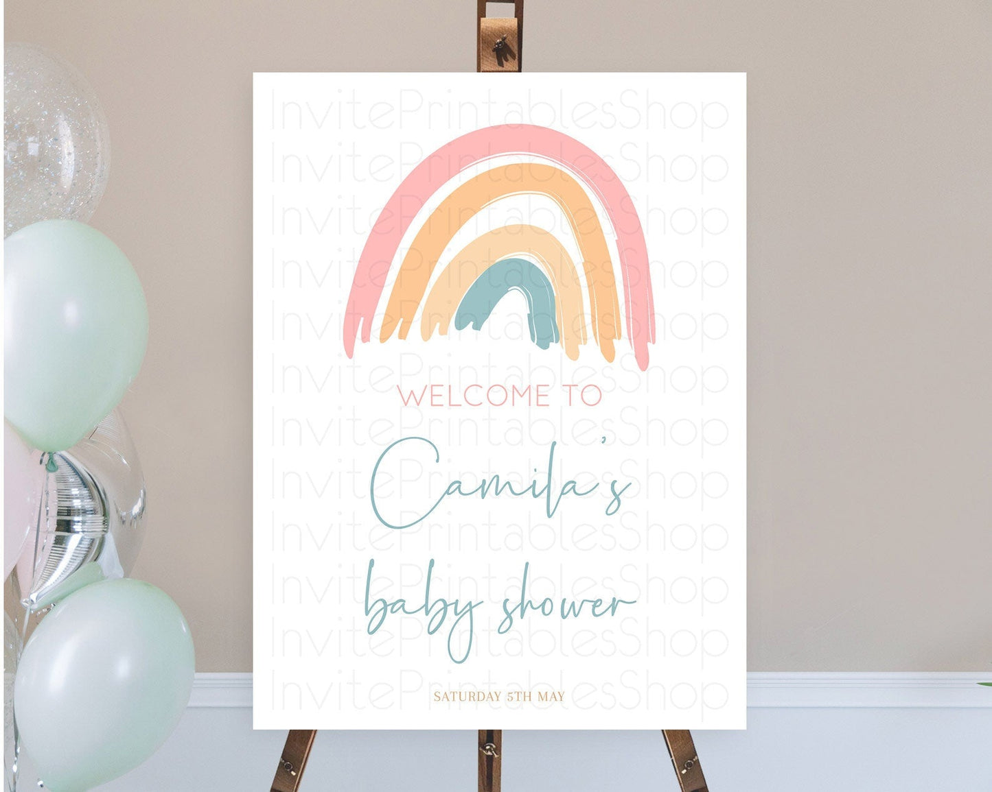 Pastel Rainbow Baby Shower Welcome Sign Boho Rainbow Welcome Board Rainbow Welcome Sign Pastel Welcome Decor Rainbow Welcome Sign D10351