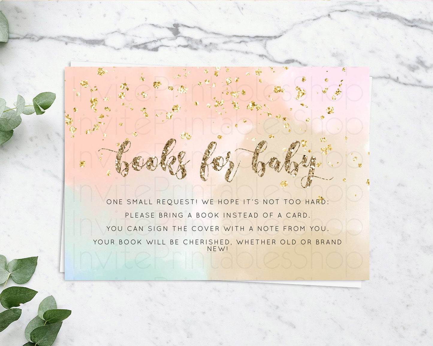 Pastel Books For Baby Card Pastel Rainbow Book Insert Colorful Ombre Watercolor Book Card Confetti Glitter Baby Book Poem Request D10377