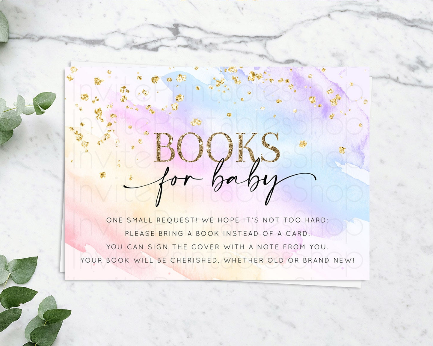 Pastel Books For Baby Card Pastel Rainbow Book Insert Colorful Ombre Watercolor Book Card Confetti Glitter Baby Book Poem Request D10635