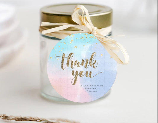 Pastel Thank You Tags Rainbow Thank You Gift Tags Colorful Pastel Favor Tags Confetti Watercolor Pastel First Birthday Thank You D10367