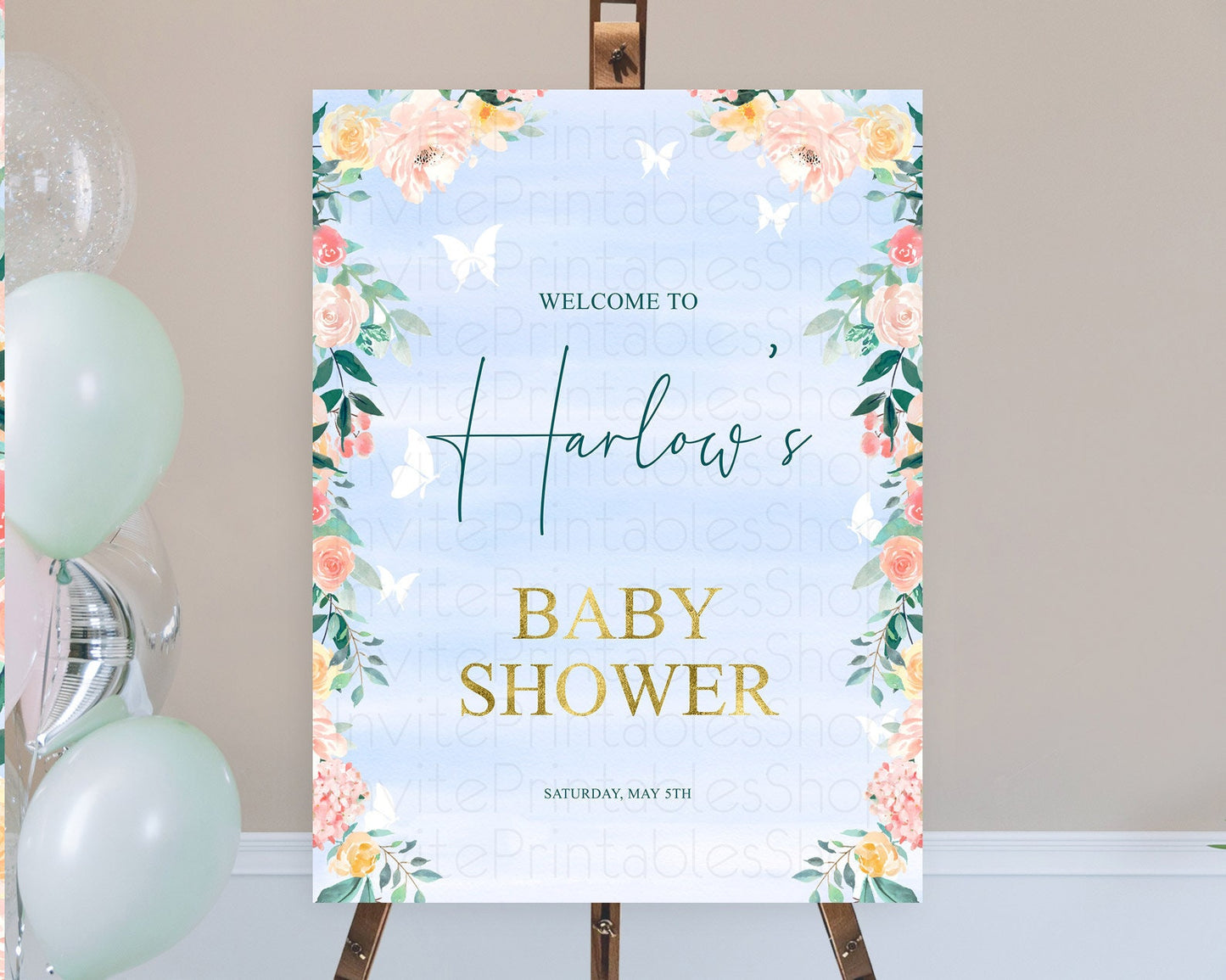 Secret Garden Baby Shower Welcome Sign Wildflower Welcome Board Pastel Flower Garden Welcome Poster Boho Wildflower Welcome Sign D10337