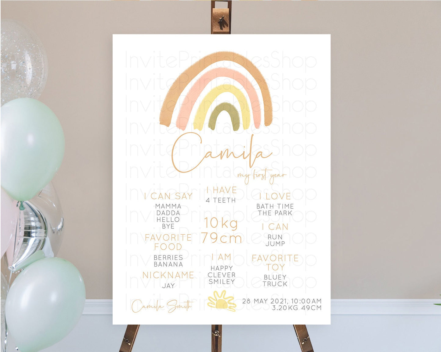 Pastel Rainbow First Birthday Milestone Poster Boho Rainbow Milestone Board Rainbow Milestone Pastel Milestone Rainbow 1st Birthday D10684