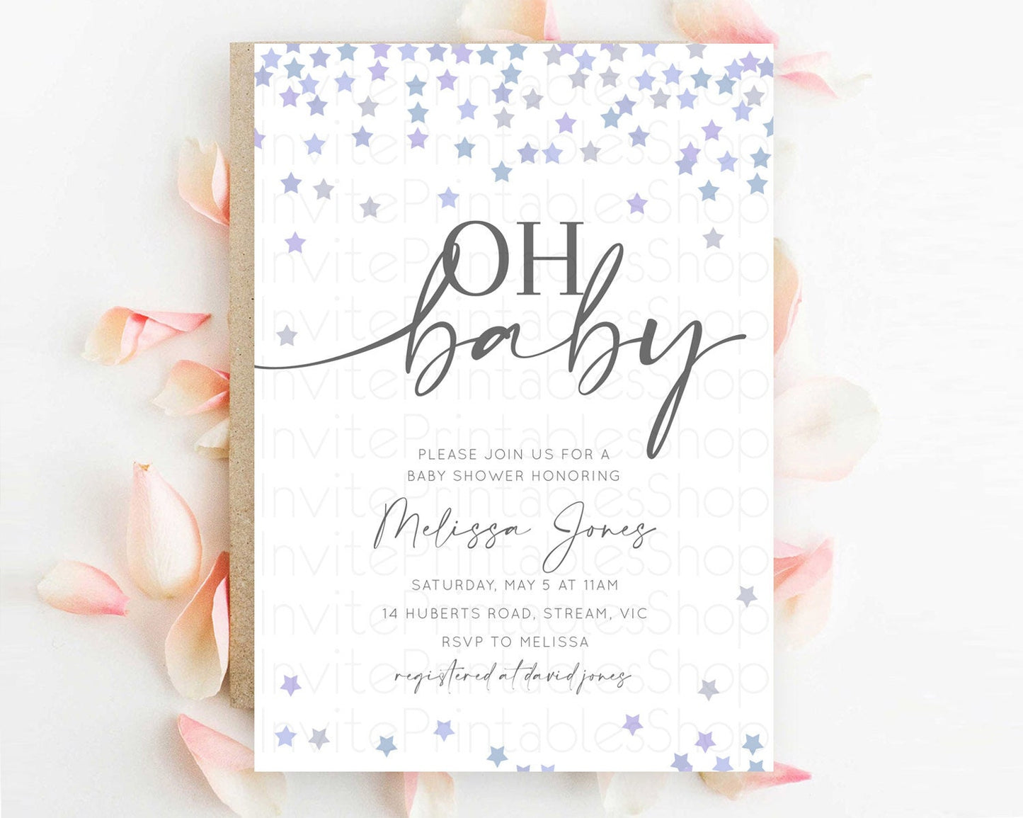 Twinkle Star Baby Shower Invitation Pastel Twinkle Star Invitation Rainbow Pastel Colorful Confetti Twinkle Little Star Baby Shower D10341