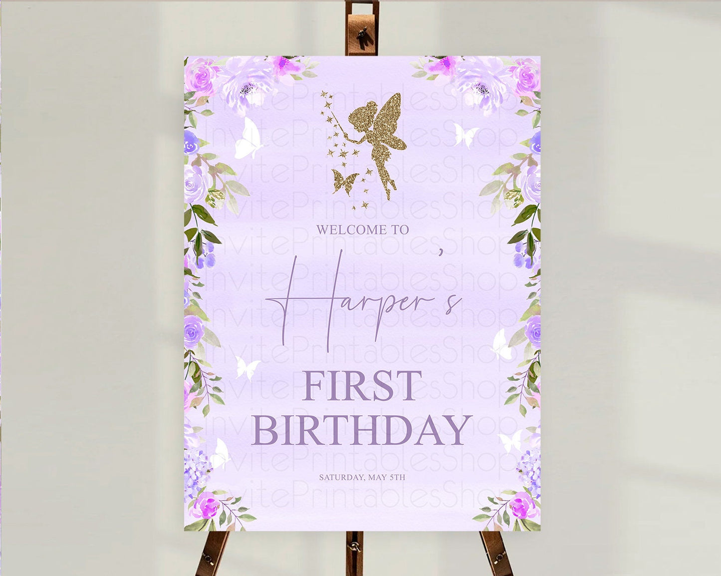 Fairy Welcome Sign Fairy Welcome Board Enchanted Garden Pastel Floral Butterfly Décor Secret Garden First Birthday Welcome Sign D10910