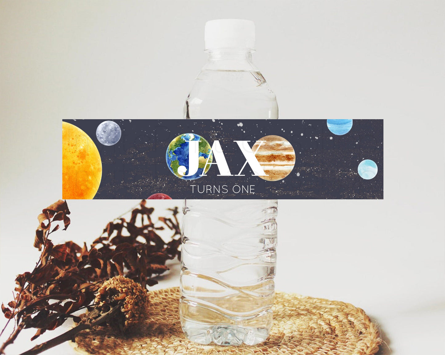 Space Water Label Template Space Adventure Party Decor First Trip Around the Sun Planets Solar System Birthday Baptism Baby Shower  D10144