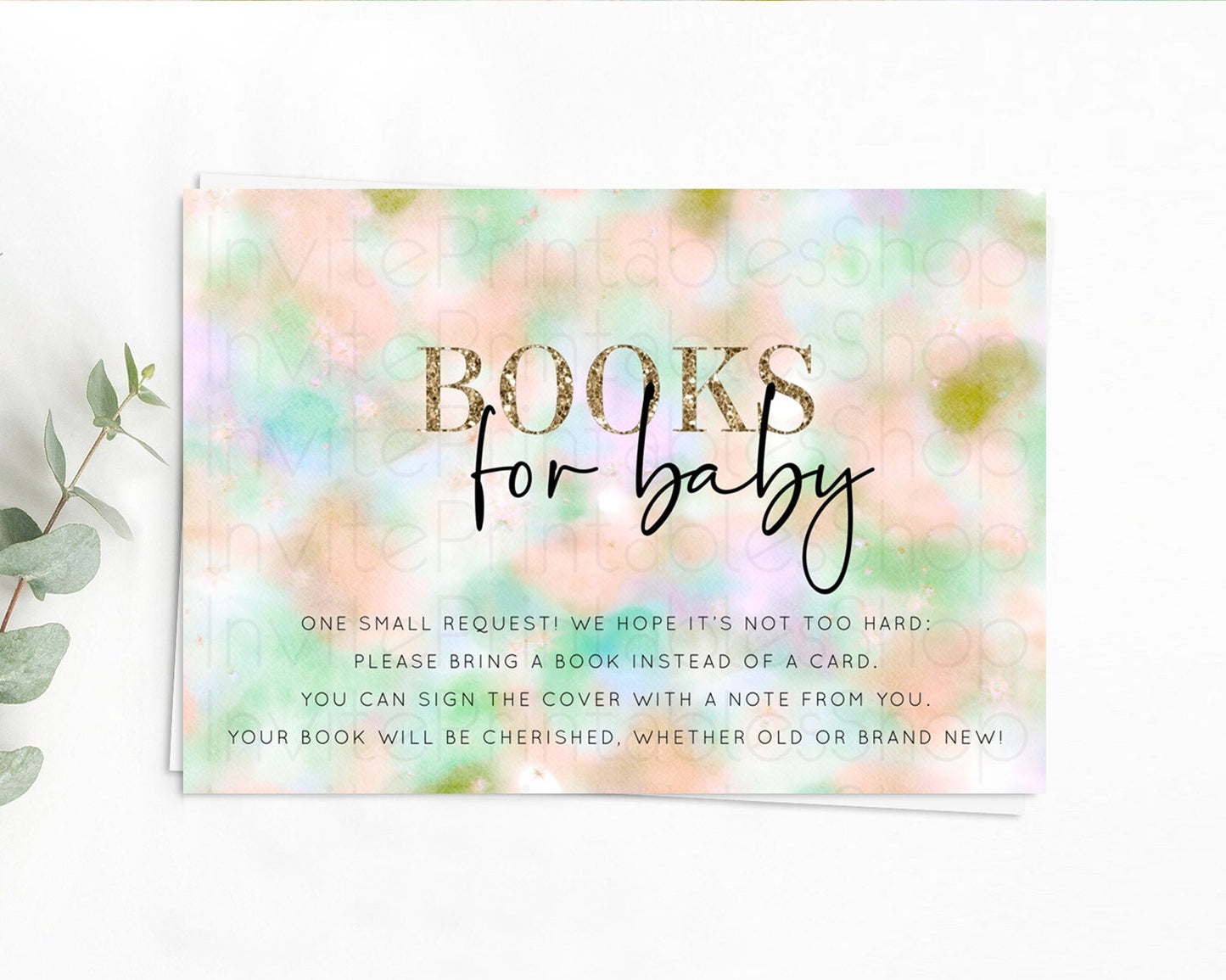 Pastel Books For Baby Card Pastel Rainbow Book Insert Colorful Ombre Watercolor Book Card Confetti Glitter Baby Book Poem Request D10693