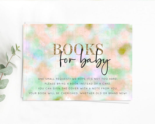 Pastel Books For Baby Card Pastel Rainbow Book Insert Colorful Ombre Watercolor Book Card Confetti Glitter Baby Book Poem Request D10693