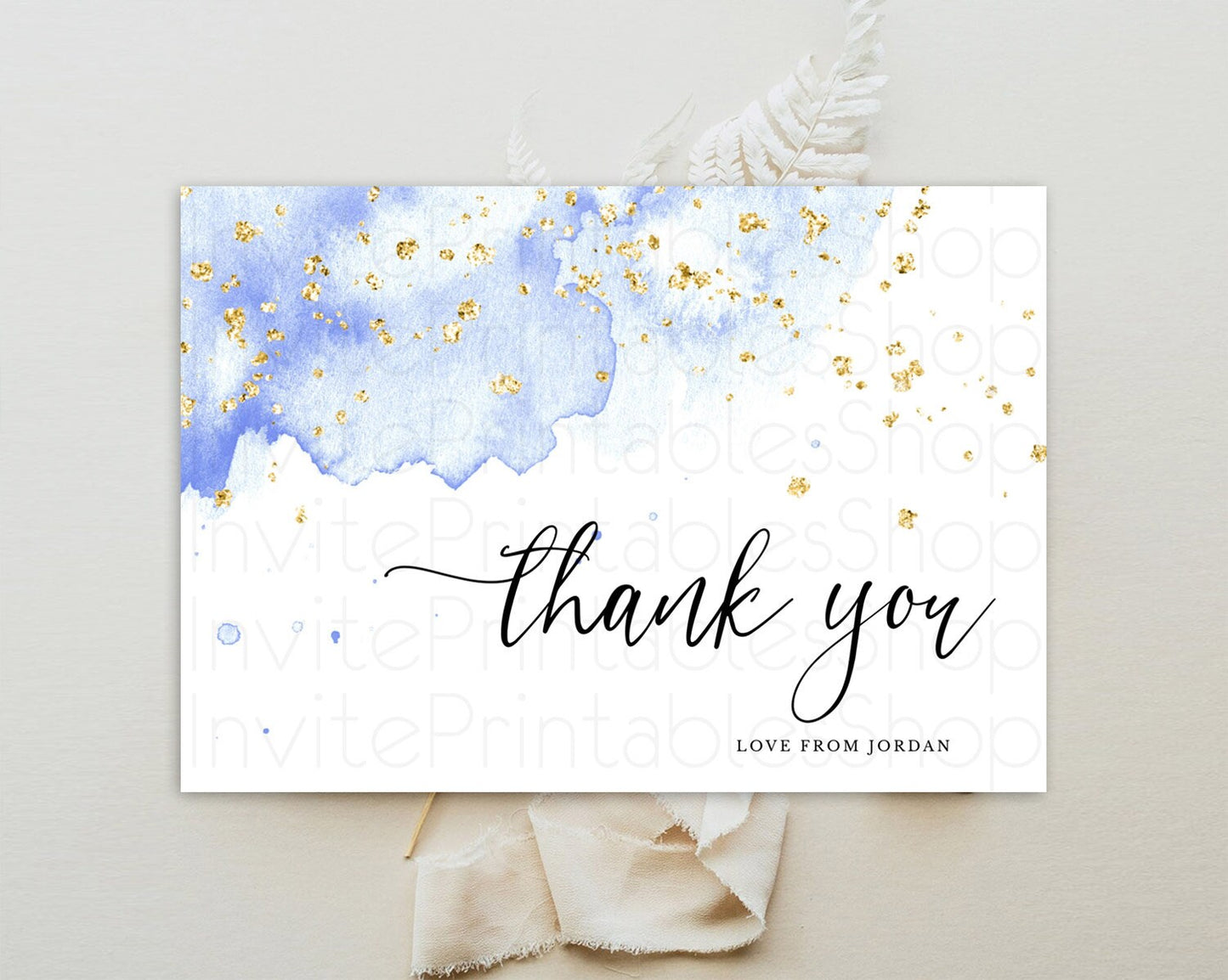 Blue Thank You Blue Watercolor Thank You Card Pastel Blue Card Template Watercolor Splash Cards Teacher Thank You Cards Tem[plate D10313