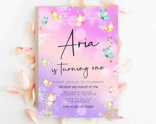 Editable Pastel Butterfly Birthday Invitation Butterfly Birthday Invitation