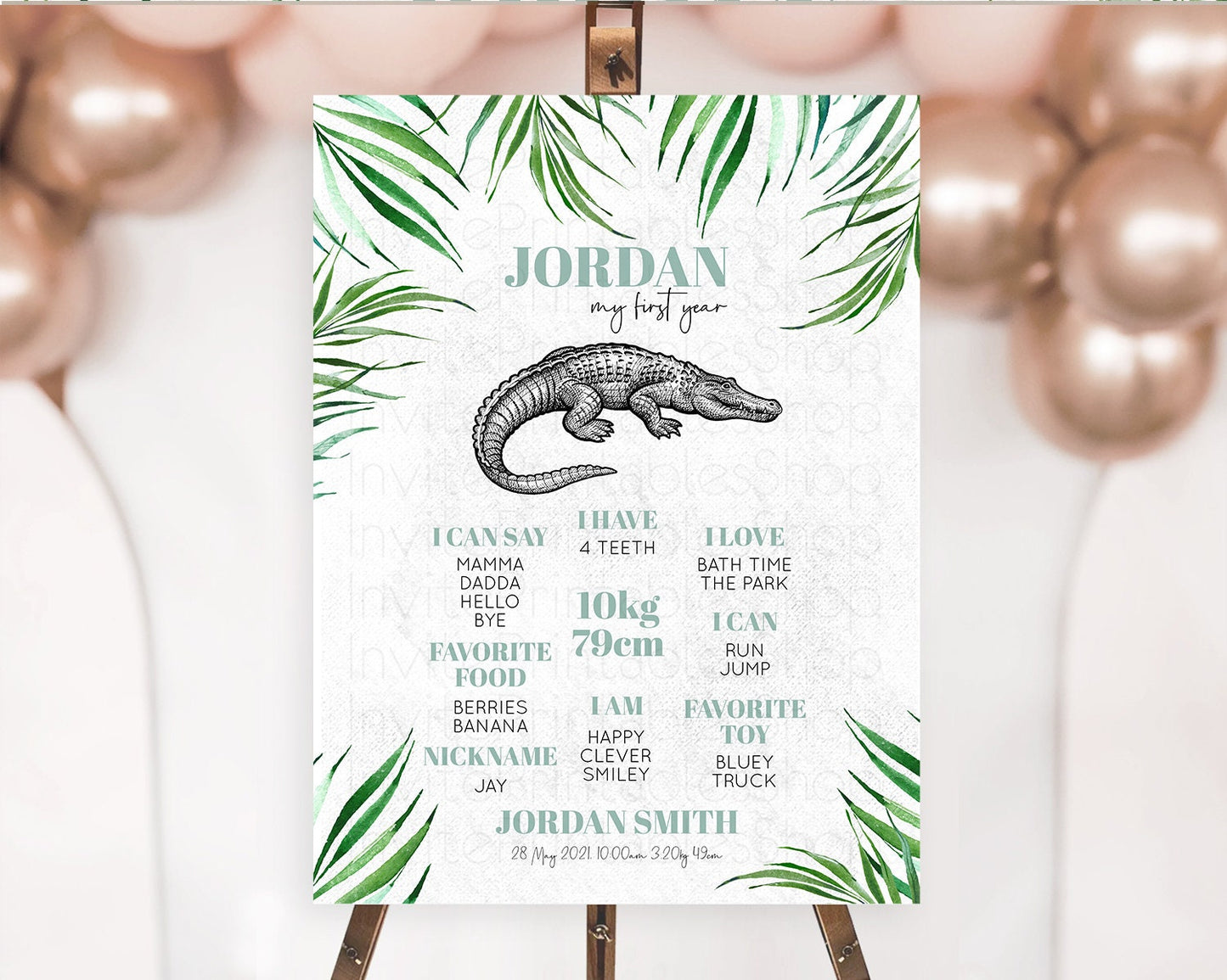 Crocodile First Birthday Milestone Board Alligator Milestone Poster Crocodile Alligator Decor Croc Gator First Birthday Welcome Sign D10847