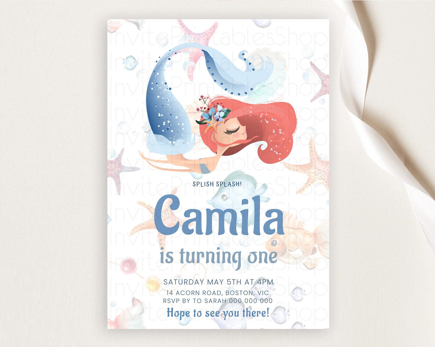 Mermaid Birthday Invitation Mermaid Invitation Rainbow Fish Under The Sea Colorful Pastel Mermaid Pool Party 2nd 1st First Birthday D10119