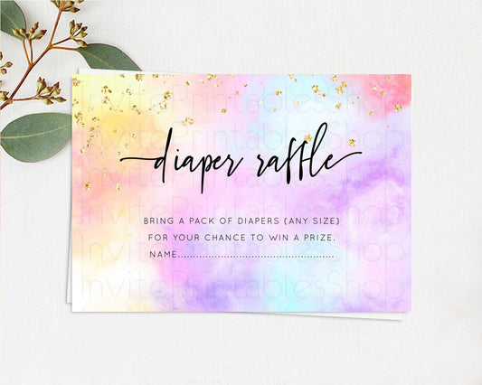 Editable Pastel Diaper Raffle Card Pastel Rainbow Diaper Raffle Insert Color