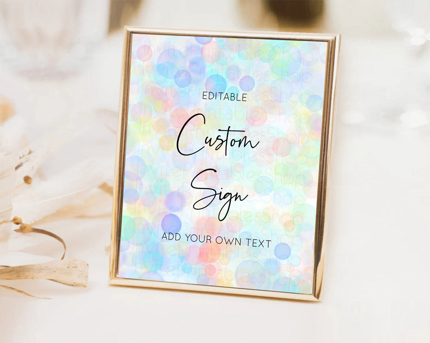 Pastel Bubbles Sign Colorful Confetti Table Sign Decor Bubble Bath Party Rainbow Sprinkles 1st Birthday Baby Shower Baptism Wedding D10444