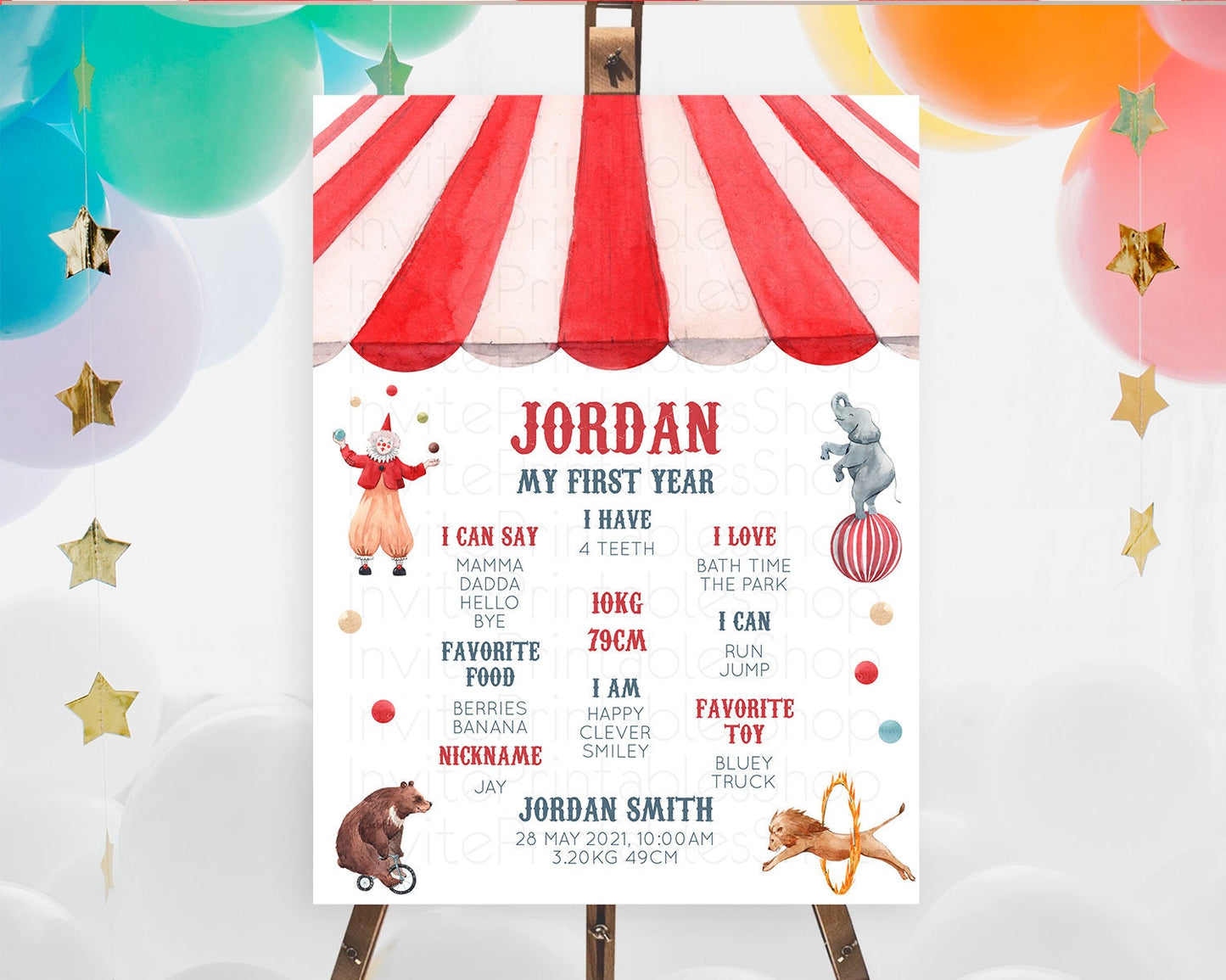 Circus First Birthday Milestone Board Carnival First Birthday Milestone Poster Step Right Up Circus Tent First Birthday Welcome Sign D10533