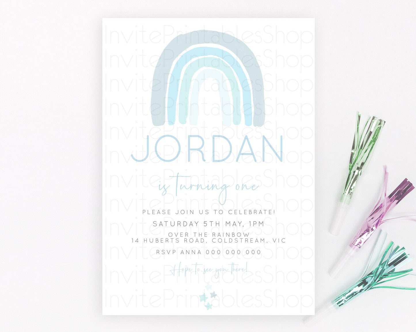 Pastel Rainbow Birthday Invitation Pastel Rainbow Invitation Rainbow Invitation Pastel Invitation Boho Rainbow 1st First Birthday D23102