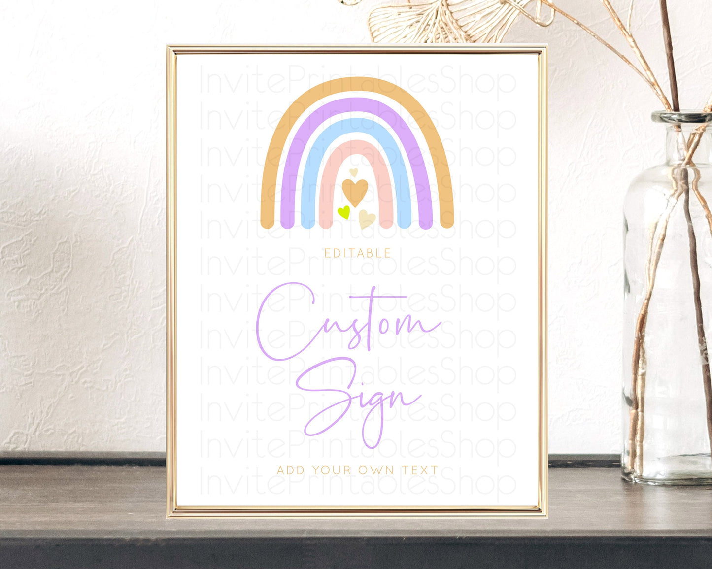 Editable Pastel Rainbow Sign Rainbow Table Sign Decor Boho Colorful Rainbow