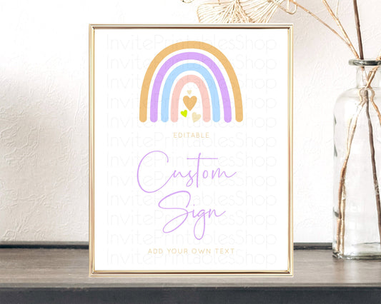 Editable Pastel Rainbow Sign Rainbow Table Sign Decor Boho Colorful Rainbow