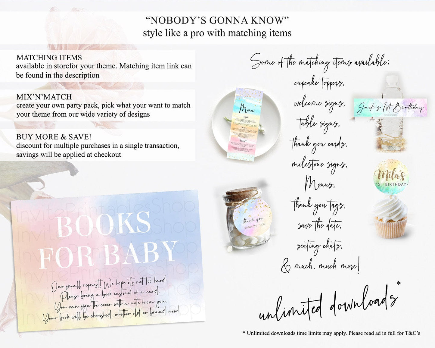 Pastel Books For Baby Card Pastel Rainbow Book Insert Colorful Ombre Watercolor Book Card Confetti Glitter Baby Book Poem Request D10373