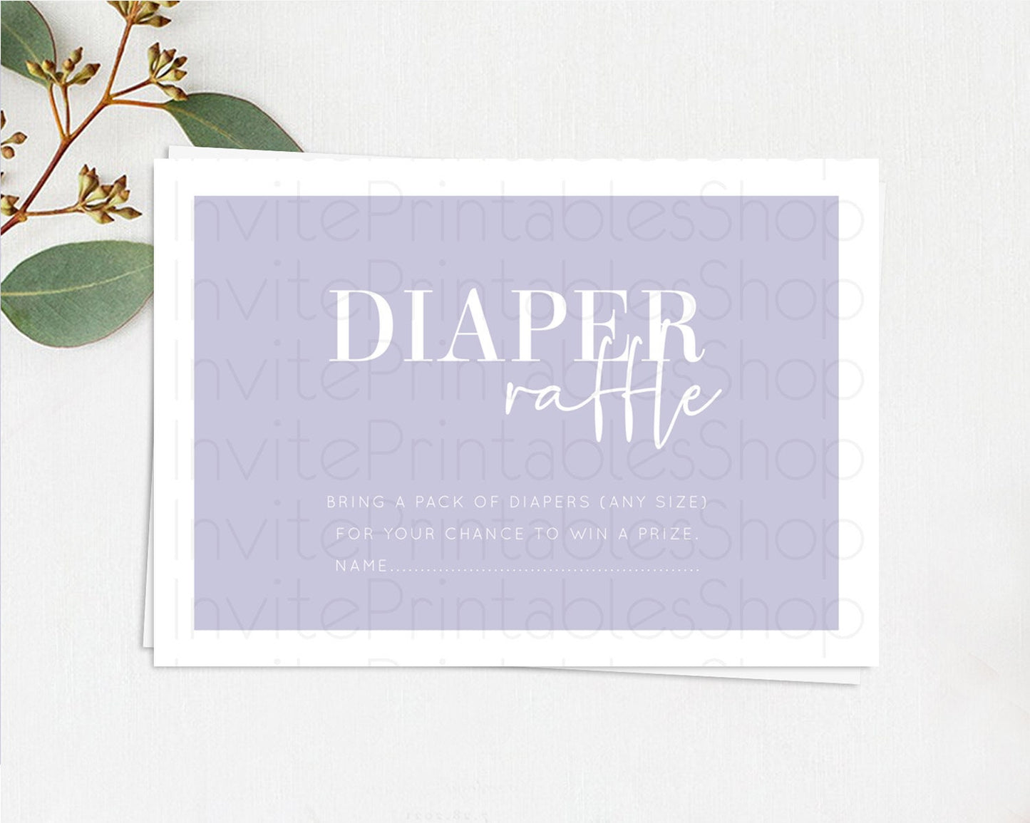 Purple Diaper Raffle Card Plain Purple Diaper Insert Minimalist Pastel Purple Diaper Ticket Purple Simple Baby Shower Raffle Game D10942