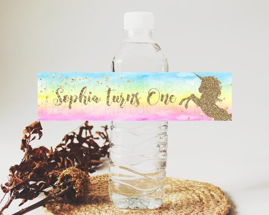 Editable Unicorn Rainbow Water Label Unicorn Unicorn Party Decor Magical uni
