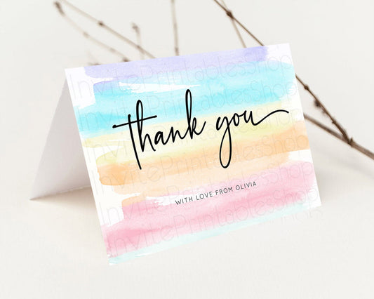 Pastel Thank You Rainbow Thank You Card Colorful Pastel Birthday Thank You Card Confetti Watercolor Pastel Teacher Thank You Cards D10505