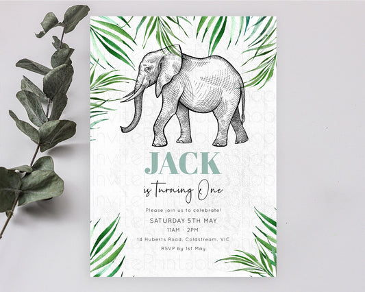 Editable Elephant Birthday Invitation Elephant Invitation Elephant Birthday
