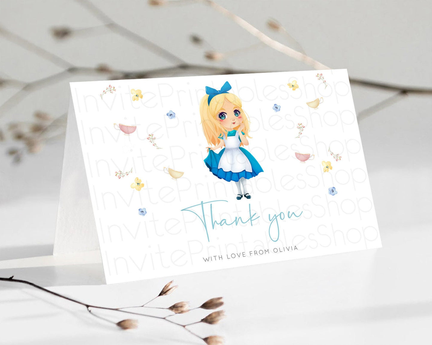 Princess Thank You Castle Thank You Card Secret Garden Birthday Thank You Card Enchanted Castle Pastel Floral Teacher Thank You Card D10886