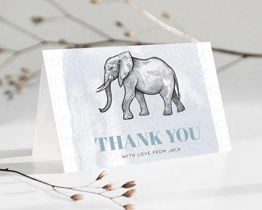 Editable Pastel Elephant Thank You Rainbow Elephant Thank You Card Colorful