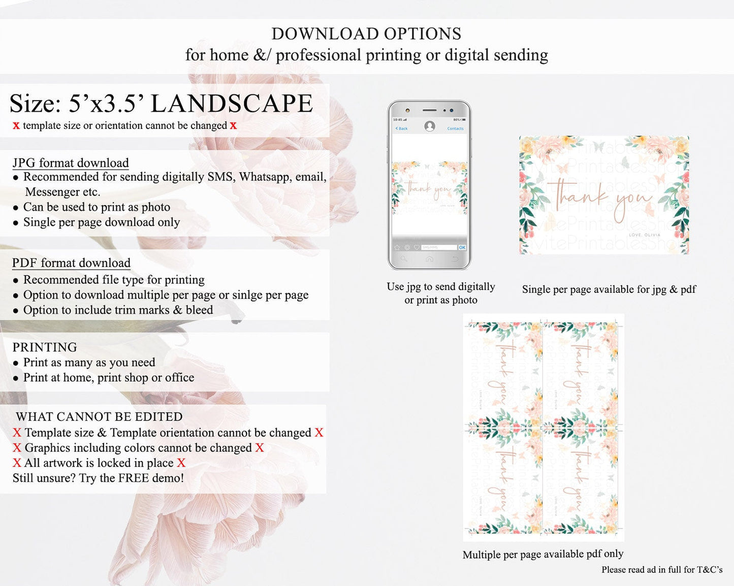 Secret Garden Thank You Wildflower Thank You Card Pastel Flower Garden Birthday Thank You Card Boho Floral Teacher Thank You Card D10706