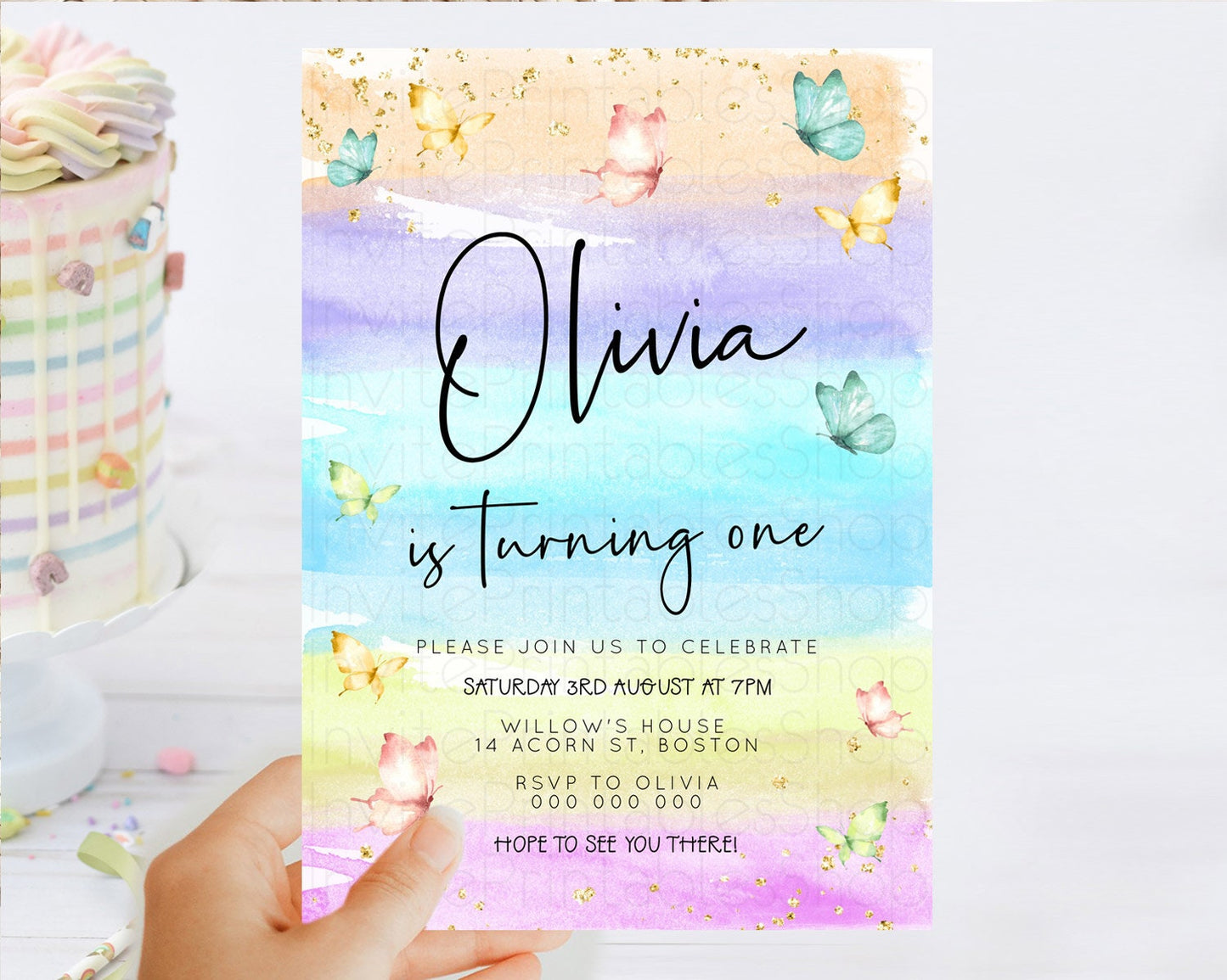 Editable Pastel Butterfly Birthday Invitation Butterfly Birthday Invitation