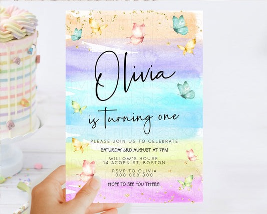 Editable Pastel Butterfly Birthday Invitation Butterfly Birthday Invitation